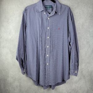 Ralph Lauren Classic Fit Mens Size 16|L 32/33 Blue Long Sleeve Button Down Shirt